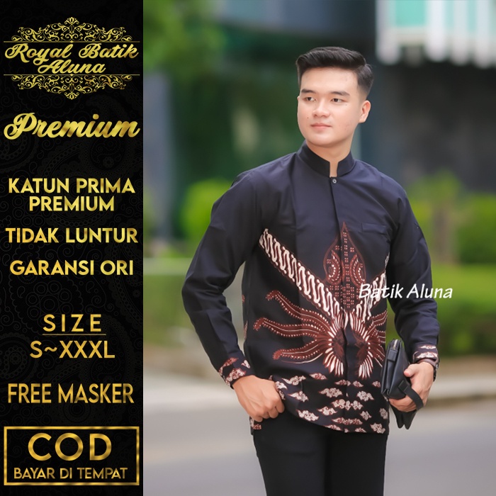 Baju Koko Pria Lengan Panjang Batik Baju Muslim Lebaran Motif Resmi Casual Formal Santai Original Pr