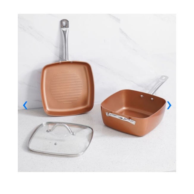 Culinart set 2pcs ceramic square cookware/wajan keramik