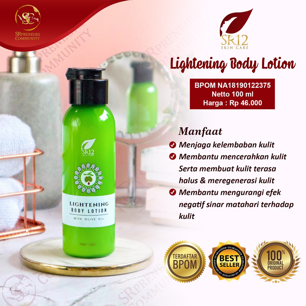 SR12 HERBAL SKINCARE LIGHTENING BODY LOTION PENCERAH KULIT ANTI UV SPF 30