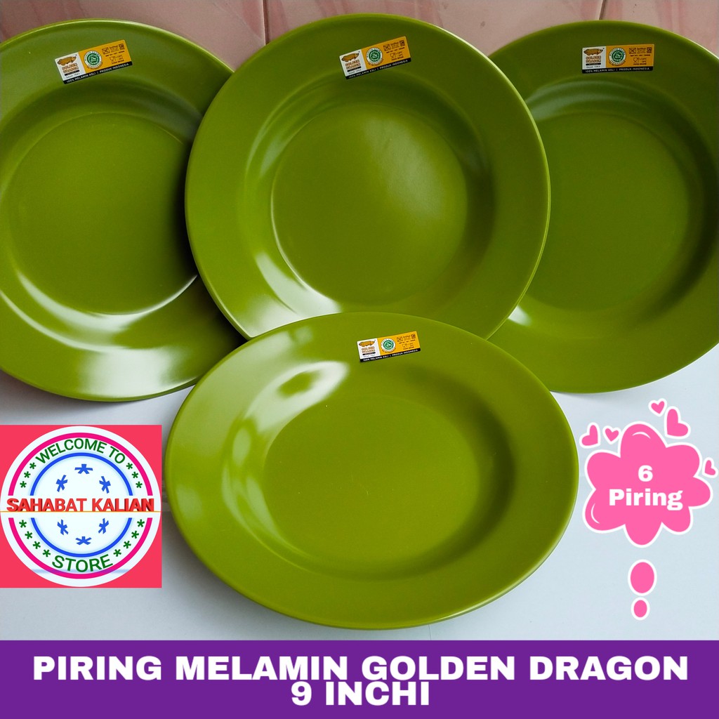 (6 PCS) PIRING MELAMIN GOLDEN DRAGON P0109 9 INCHI