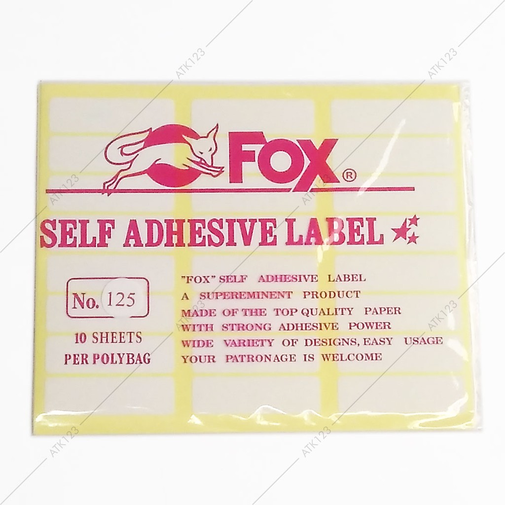

Kertas / Label Stiker Fox No. 125 uk. 17 x 58 mm (Persegi Panjang)