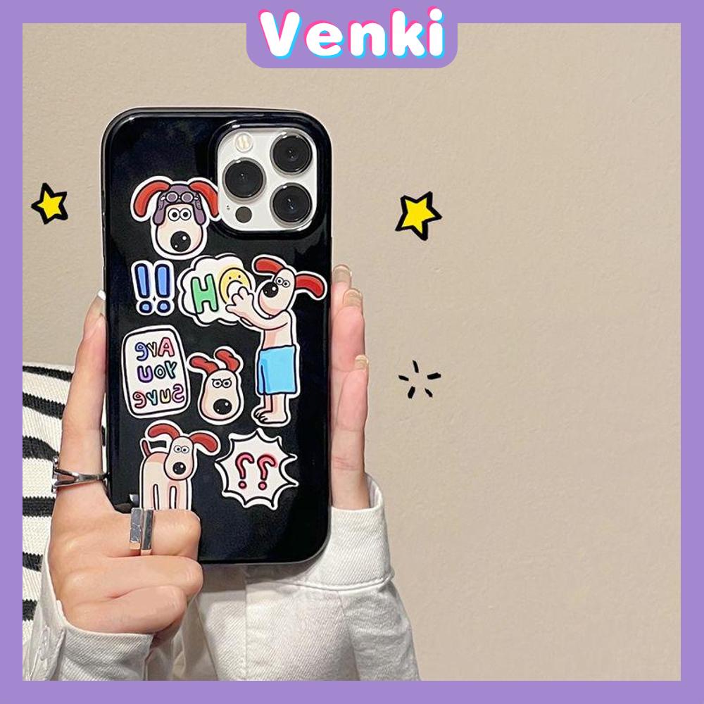 iPhone Case Silicone Soft Case Black Glossy Candy Case Shockproof Protection Camera Cartoon Cute Dog Compatible For iPhone 11 Pro Max 13 Pro Max 12 Pro Max 7Plus xr XS Max