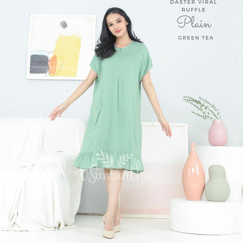 DASTER RUFFLE WANITA BUSUI RESLETING DEPAN BUMIL KEKINIAN MODEL KOREA JEPANG REMAJA MIDI PIYAMA BALI