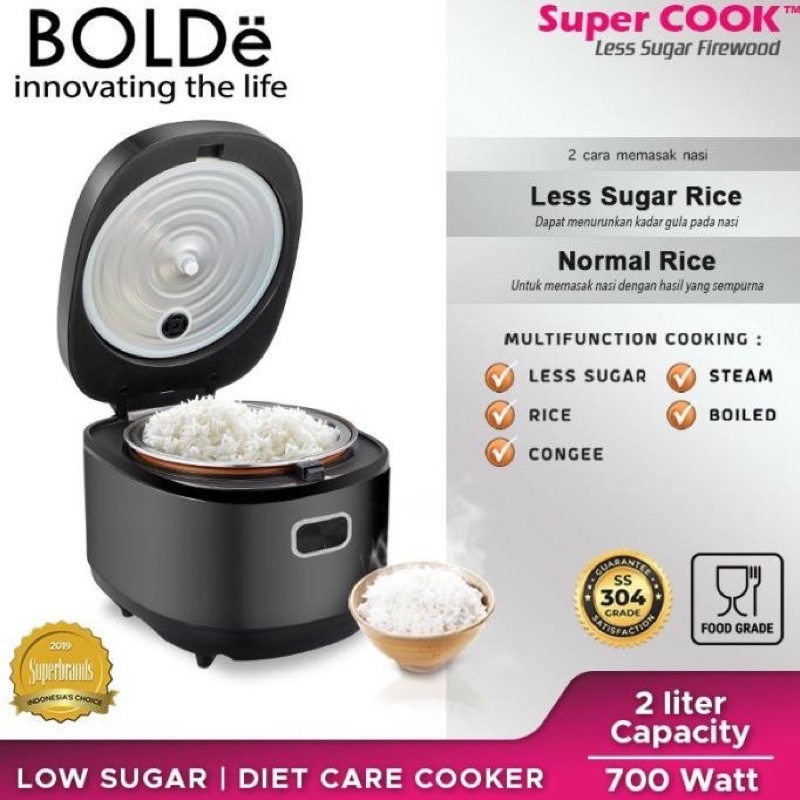 Jual BOLDE SUPER COOK LESS SUGAR FIREWOOD 2L Rice cooker RENDAH GULA