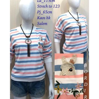 Design DS115 big  size  jumblo kaos  stripe atasan wanita  