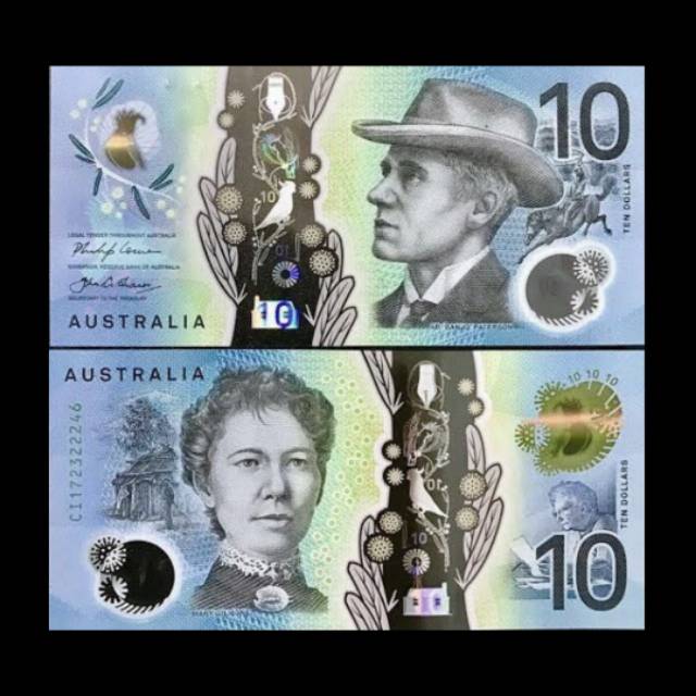 UANG ASING AUSTRALIA 10 DOLLAR 2017 UNC POLYMER NEW GRESS ORIGINAL BANKNOTE