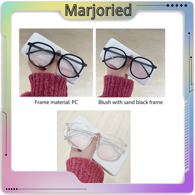 Gradien Pink Blush Glasses Perempuan Anti-biru Warna Cahaya Mengubah Kacamata Bingkai Besar-MJD