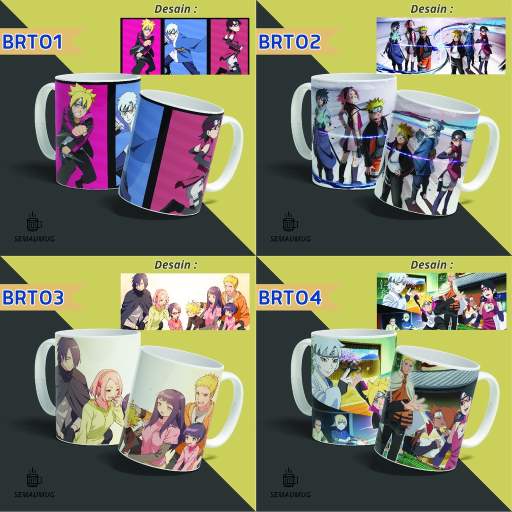 MUG BORUTO, SARADA, JIGEN, UCHIHA, KARA KADO ANIME GELAS CANGKIR  PRINT CUSTOM SEMAUMUG