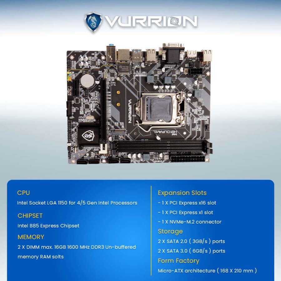 Mainboard H81M-SV2 &amp; N2 PRO Duravel Vurrion Intel LGA 1150 - Mobo Motherboard MB H81 Gen 4 / 5 Chipset B85 Vurion Resmi
