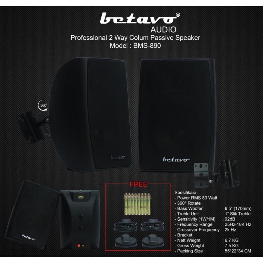 SPEAKER BOX PASIF 6.5 INCH BETAVO BMS 890 TERMASUK BRACKET