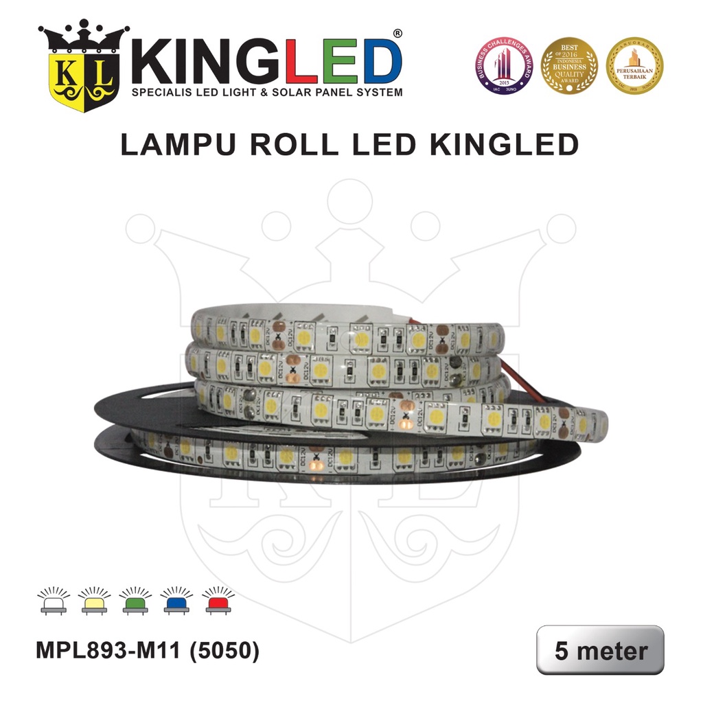 KINGLED Lampu LED Strip 5050 12V 5meter INDOOR OUTDOOR LED Roll