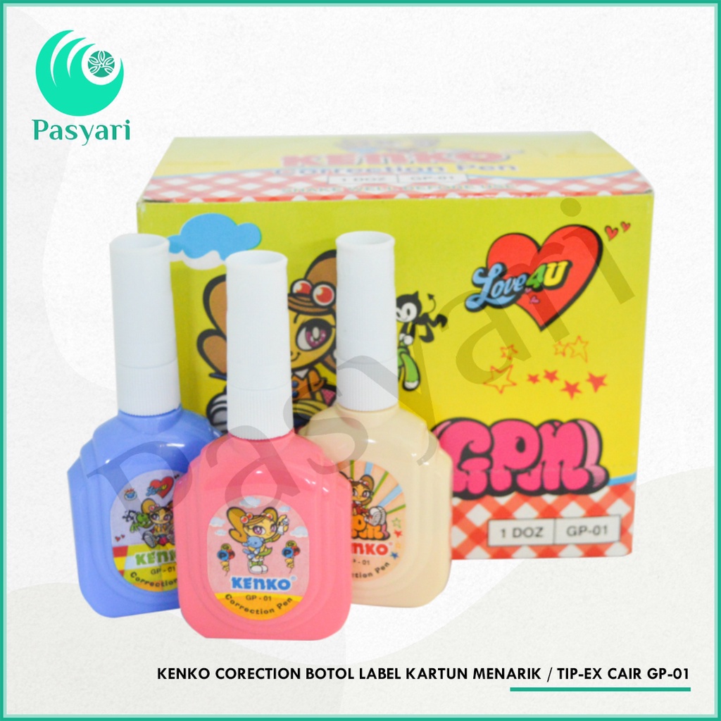 

Kenko Corection Botol Label Kartun Menarik / Tip-Ex Cair