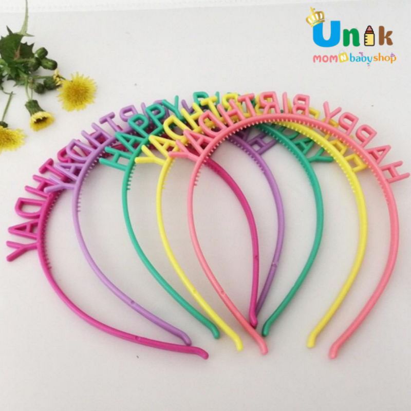 Bando Plastik / Headband Tulisan Happy Birthday