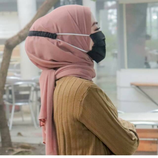 MASKER HIJAB HEADLOPP MASKER KAIN JILBAB FRIENDLY KARET BELAKANG