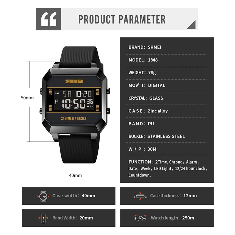 SKMEI 1848 Jam Tangan Pria Digital Dual Time Anti Air WK-SBY