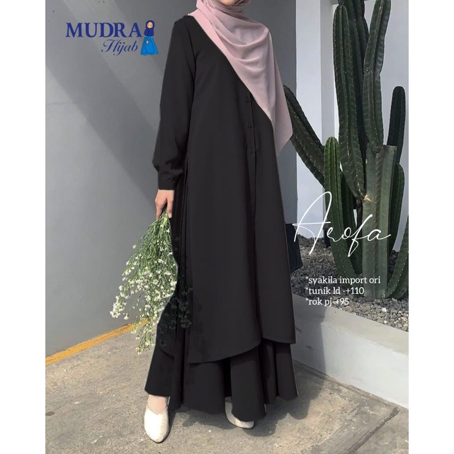 AROFA SET BY MUDRA / SETELAN TUNIK + ROK POLOS / TUNIK BERBAHAN SYAKILA / SETELAN ROK