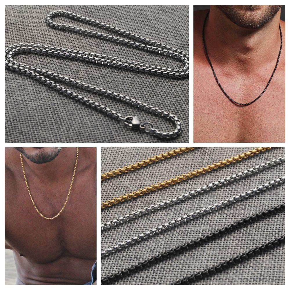 Suyo Kalung Pria Hot 3mm Simple Titanium Steel