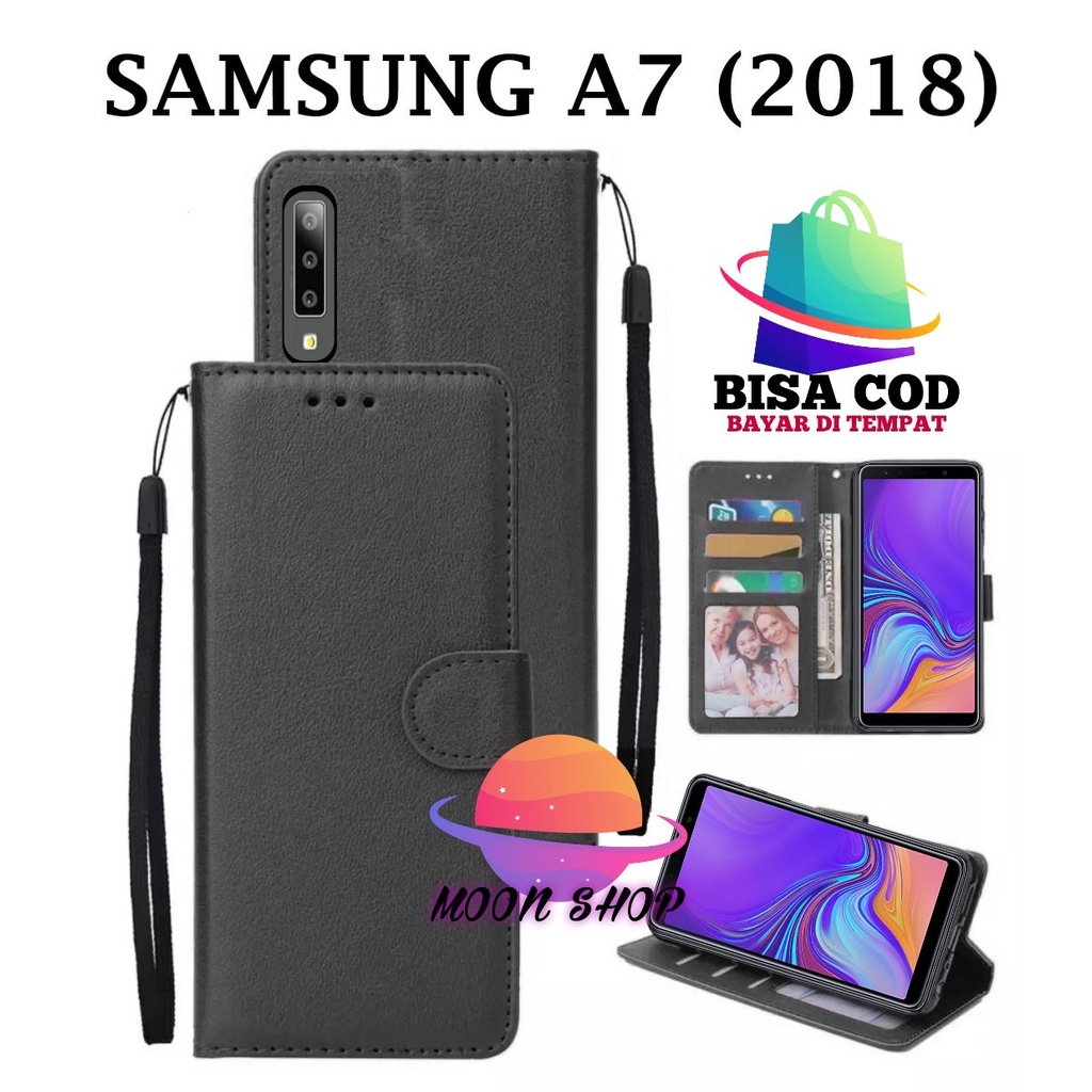 CASE FLIP SAMSUNG A7 (2018) LEATHER CASE PREMIUM-FLIP WALLET CASE KULIT UNTUK SAMSUNG A7(2018) - CAS