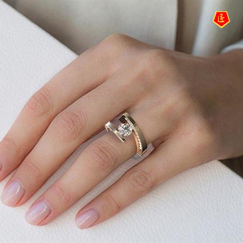 [Ready Stock]Creative Personality Diamond-Studded Ring 18K Gold