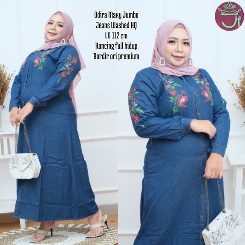 Gamis jeans BORDIR (LD±110) @100K min 2pcs