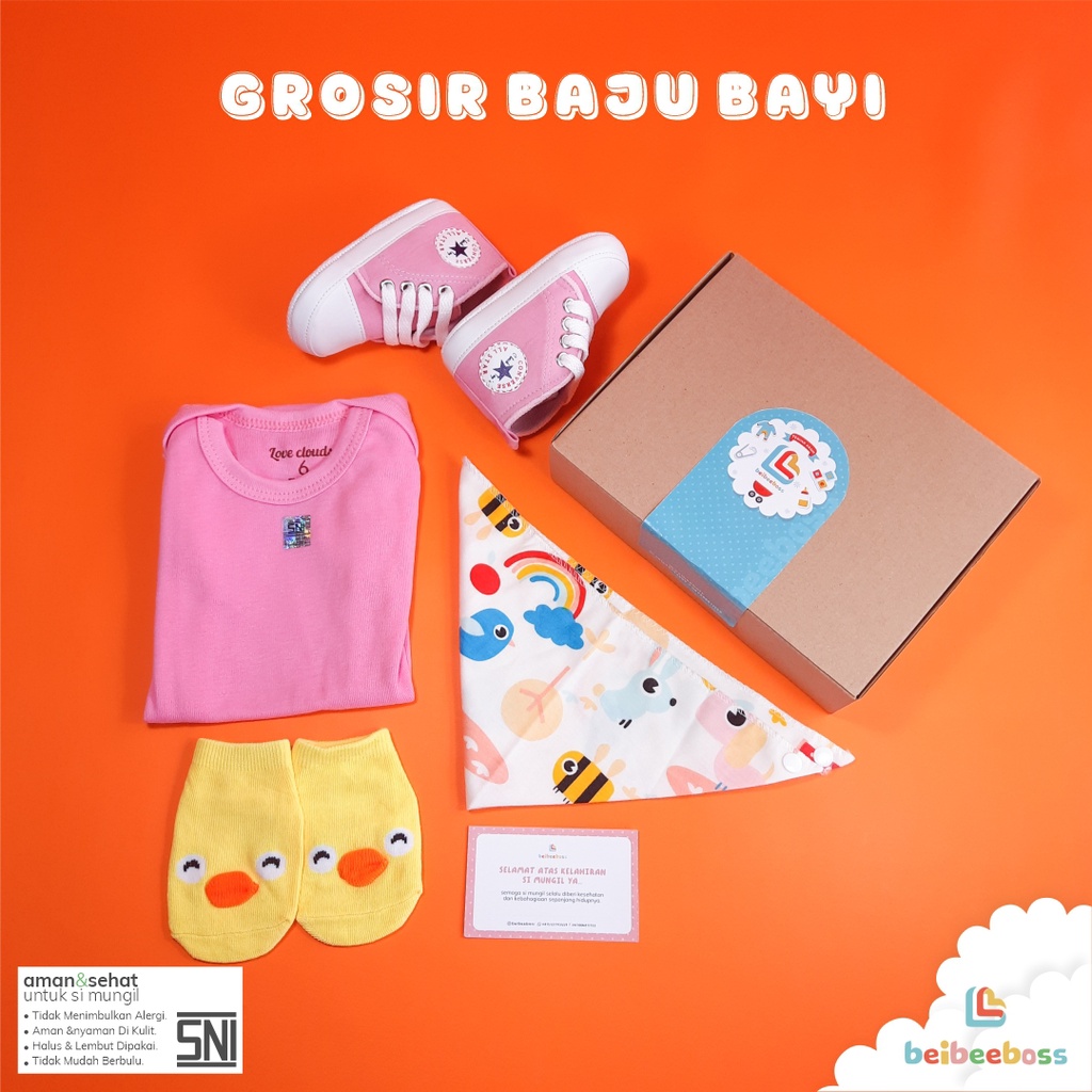 KADO BAYI / HAMPERS BAYI NEWBORN / KADO BAYI / BAJU BAYI/ HAMPERS BABY /GIF BOX BAYI PEREMPUAN / KADO BAYI CEWEK / KADO BAYI COWO / Baju Bayi Perempuan-PAKET B PINK