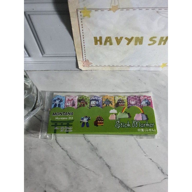 Post it KERTAS kecil (8) gambar/stick marker/pembatas kertas karakter/sticky notes/note marker-POLI CAR