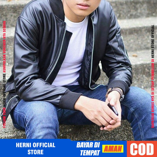 Jaket Kulit Sinetis Pria Original Bomber Asli Import Termurah Terbaru Garut Bermotor
