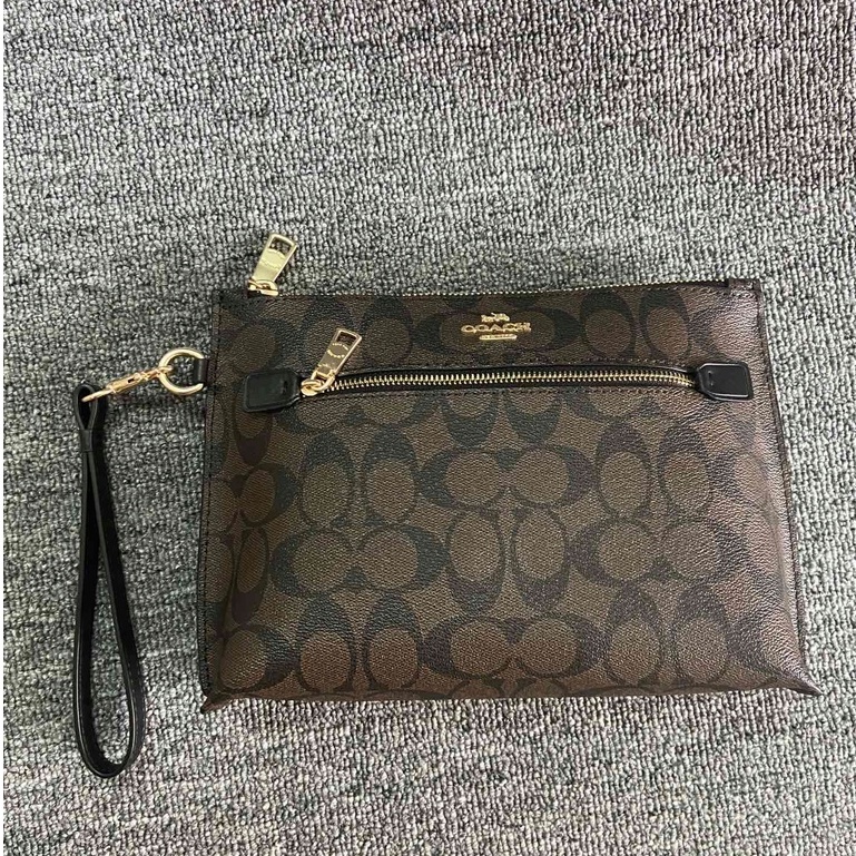 （Shopee Live）1391-7  1391  coach cowhide with PVC material men and women clutch wrist bag  snb