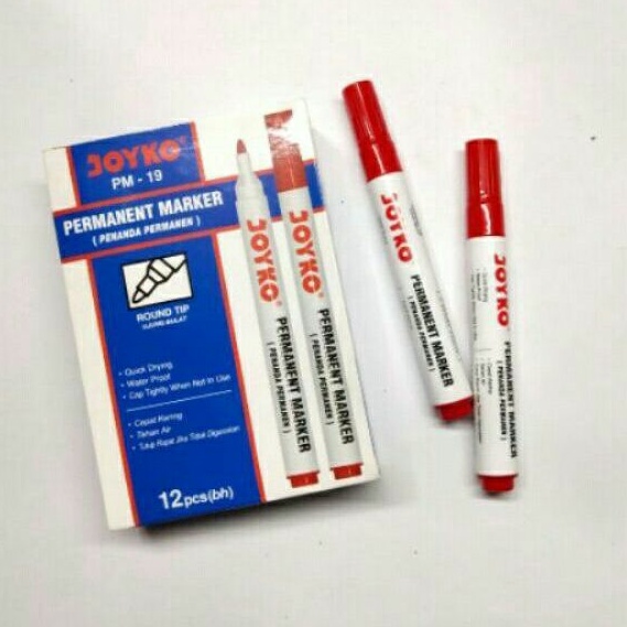 

spidol sepidol besar permanent JOYKO PERMANENT PM18 MERAH sepidol besi harga untuk 1 pack isi 12 biji
