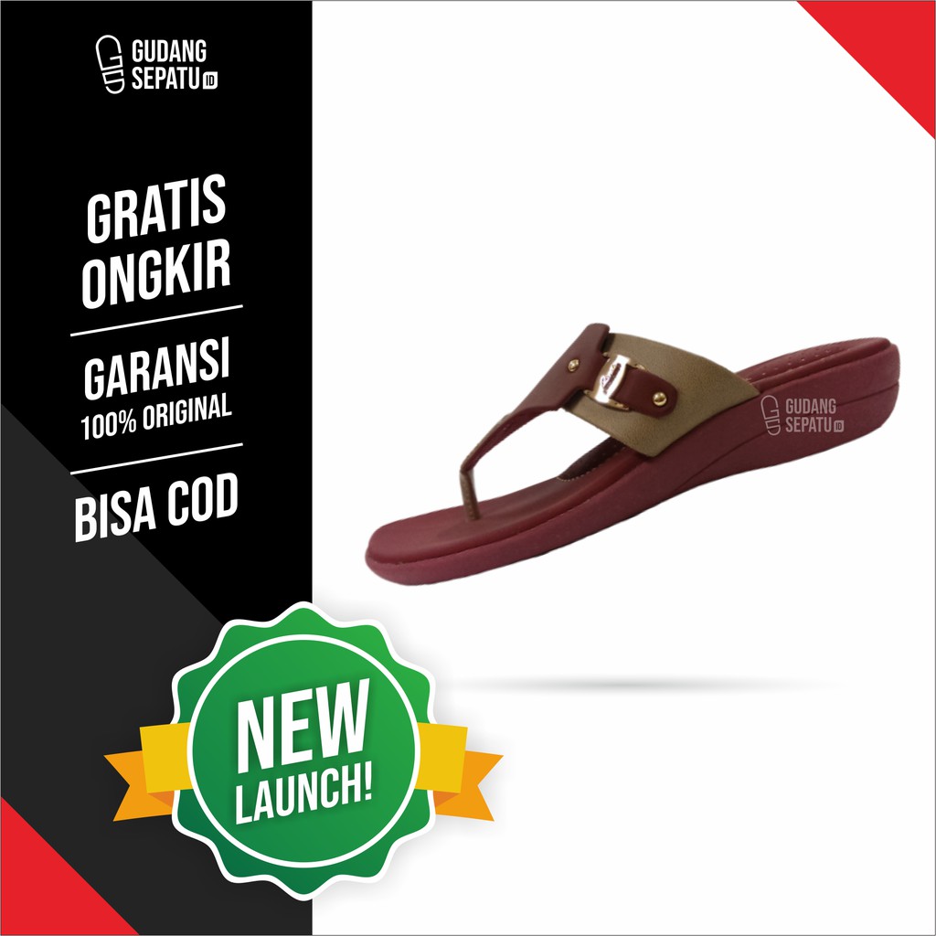 ✅NEW LAUNCH✅ Sendal Wanita Cewek Rindi PJ 220 Merah Hati Cream Coklat Moka 100% Original Termurah