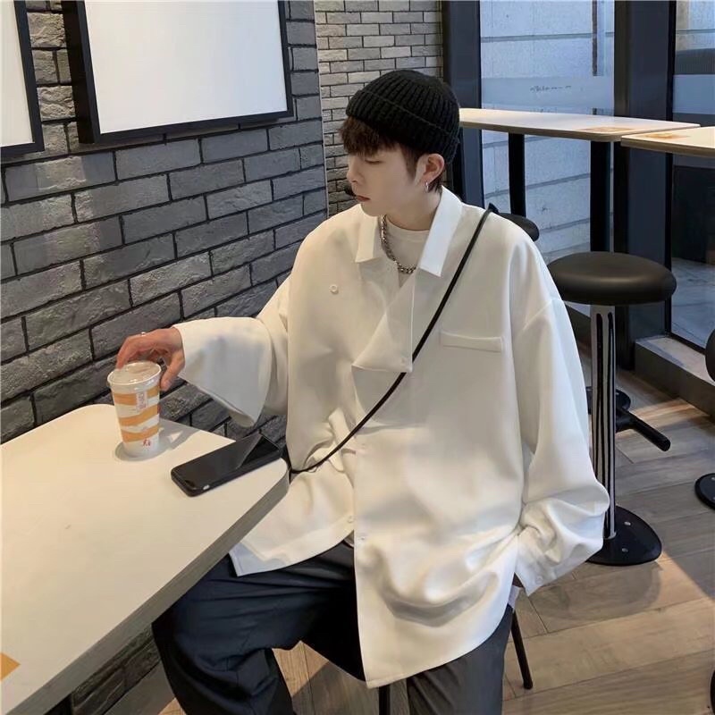 KEMEJA POLOS LONGGAR IMPORT PRIA WANITA KOREA BTS ORIGINAL PY01
