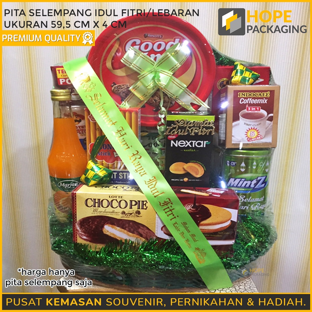 [ 20 pcs ] Pita Parcel Lebaran / Pita Lebaran / Pita Idul Fitri / Selempang Parcel / Pita Toples 59 x 3.8 cm