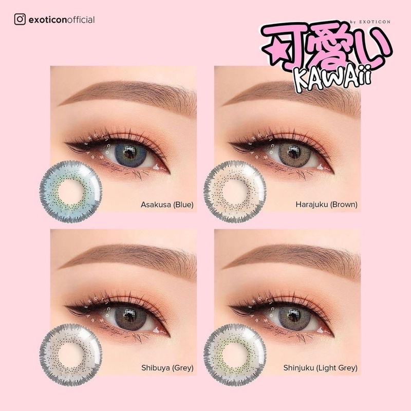 [FREE LENSCASE] SOFTLENS KAWAII 14.5MM NORMAL &amp; MINUS (-0.50s/d -6.00) / Softlens Kawaii By Exoticon