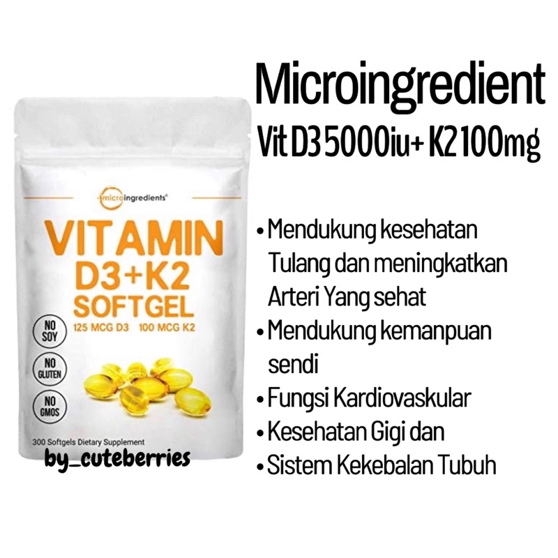 [READY STOCK] Microingredient Vitamin D3+K2 125mg MCG D3+ 100 MCG K2 isi 300 softgel