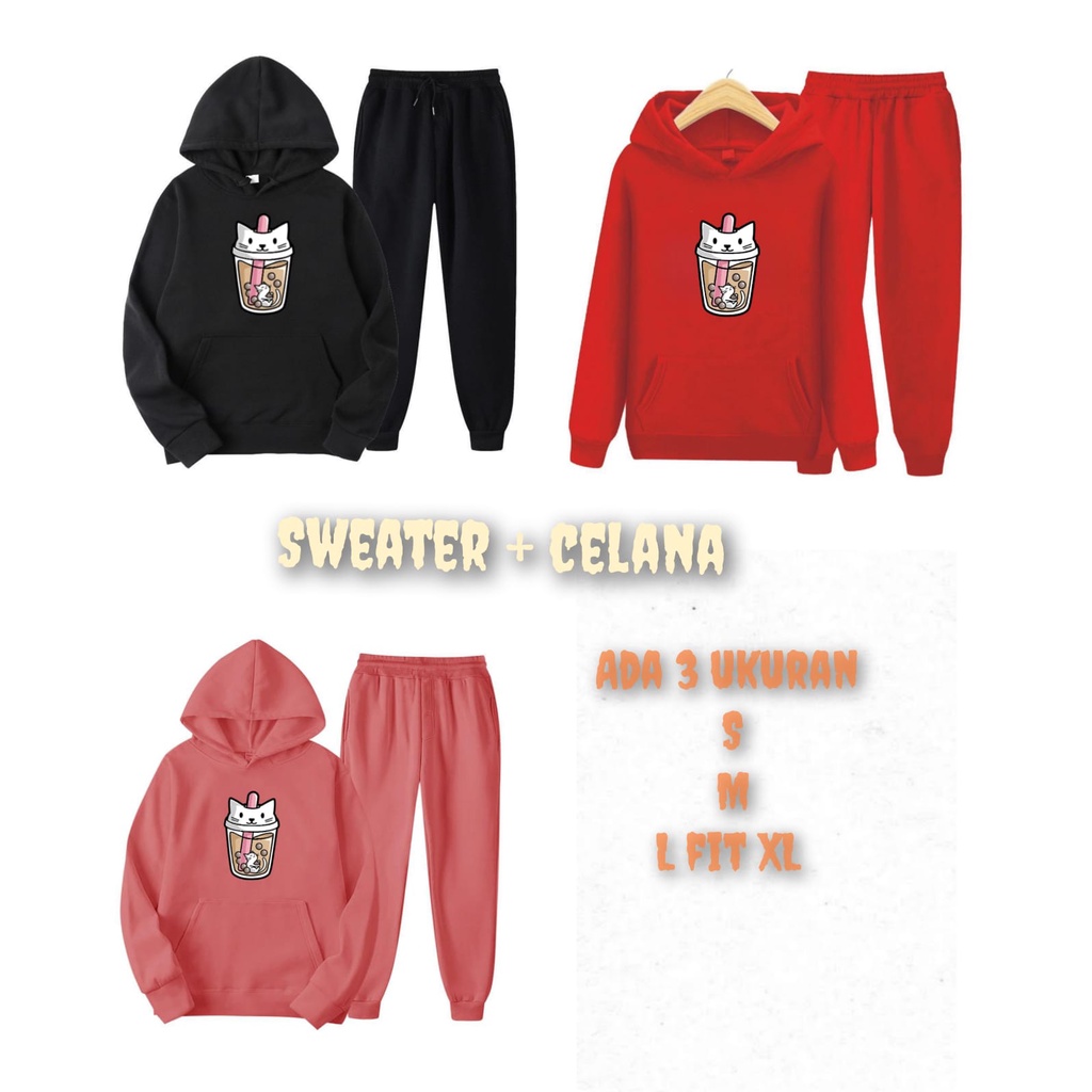 mukzhop -  Stelan anak dan abg boba 8  | satu set sweater hoodie dan celana | fashion anak - SWEATER ABG