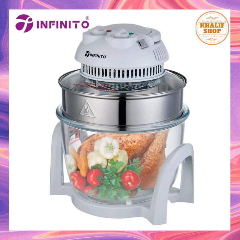 Oven Listrik Infinito Halogen Multifungsi 7in1 Panggang Ayam Roti Kue Material Kaca Stainless Steel