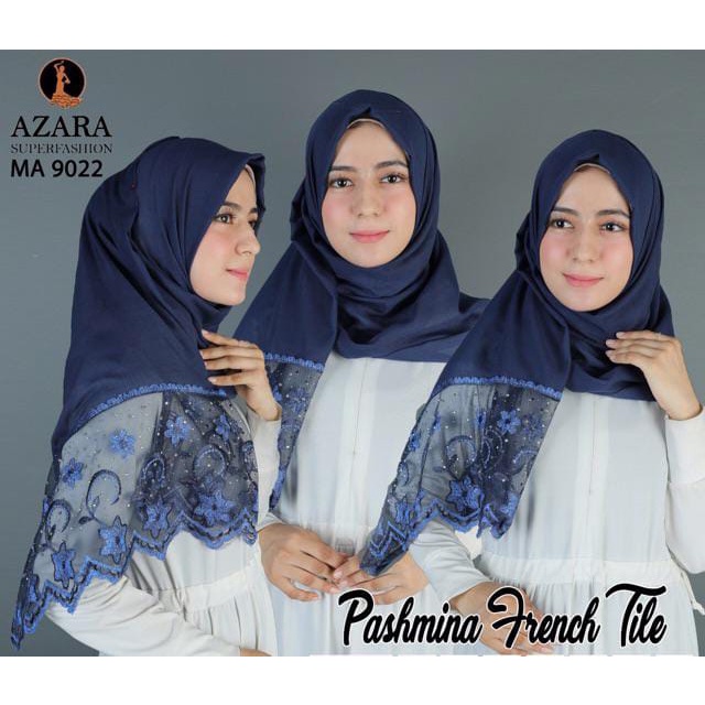 10 PASHMINA FRENCH LACE TILE *paket usaha/oleh oleh haji&amp;umrah isi 10pcs