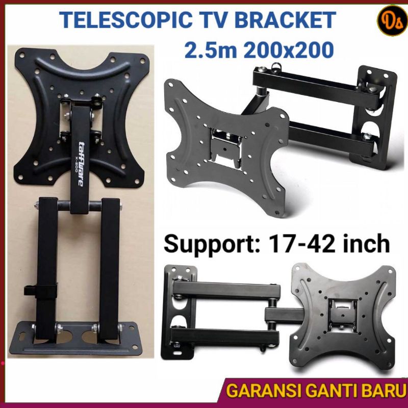 PROMO Bracket tv Breket tv Braket tv Telescopic TV Bracket 2.5m 200 x 200 Pitch 17-42Inch TV X-200 braket tv 32 inch bracket tv 32 inch breket tv 32 inch braket tv 24 inch brecket tv breaket tv 32 inch bracket tv 24 inch briket tv 32 inch OMBV03BK