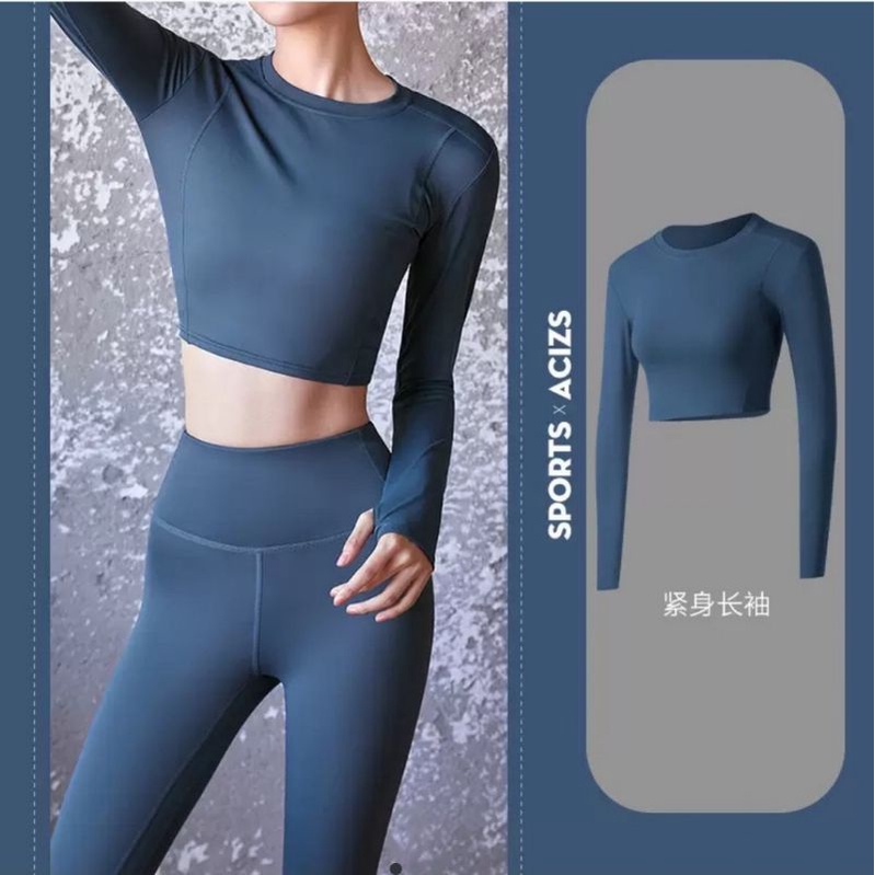 Baju lengan panjang wanita crop top (sport)