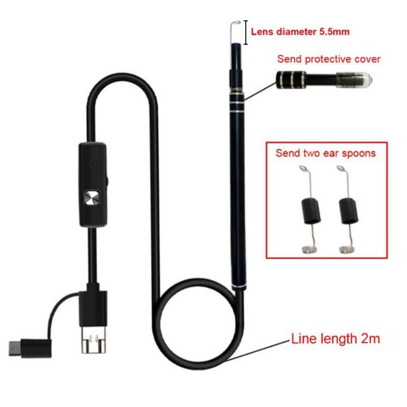 Korek Kuping LED Pembersih Telinga Kamera Endoscope 3 in 1 with 6 LED - CTE