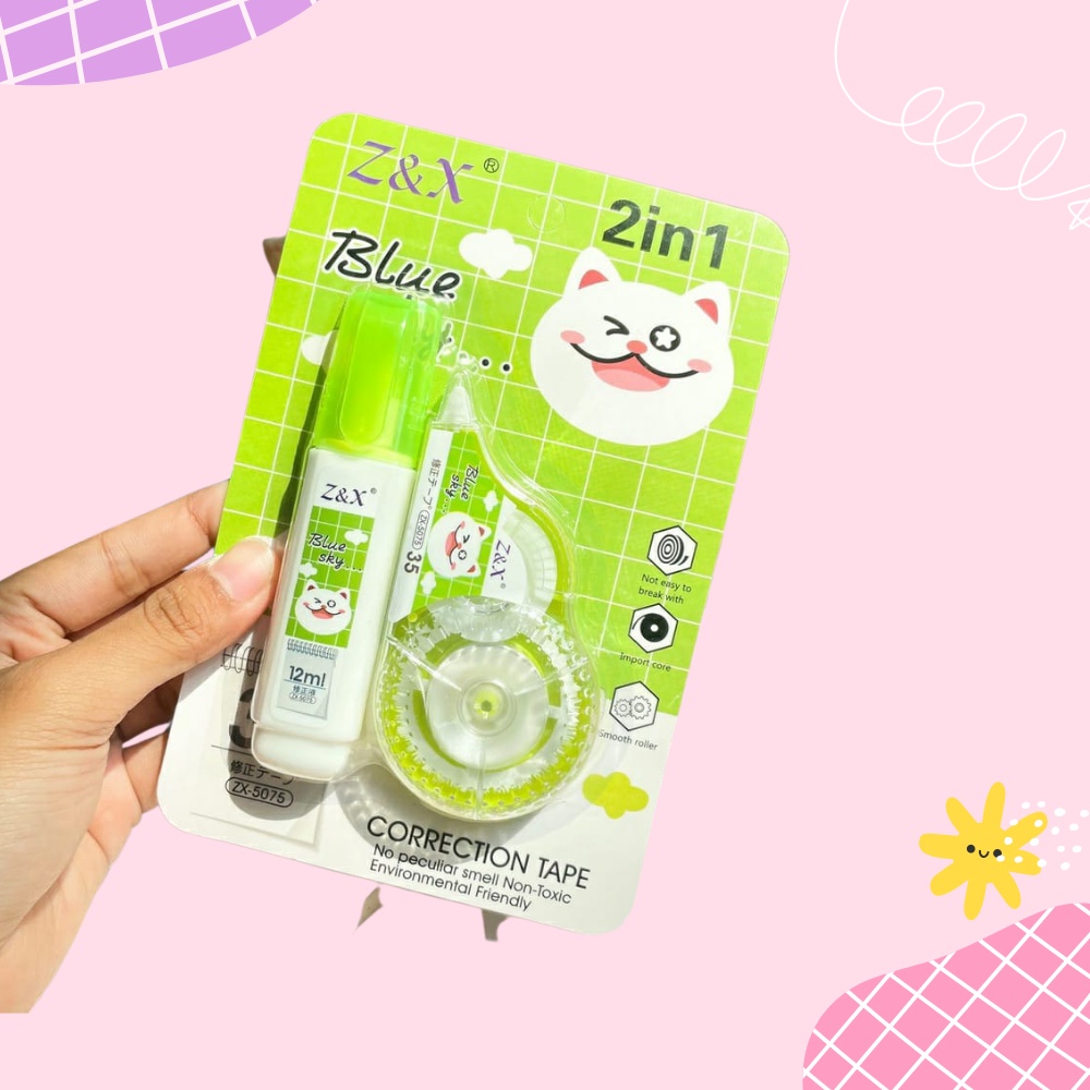 2IN1 Tip Ex Lucu Tipex Stipo Correction Tape Kertas X Sekolah Cewek