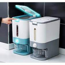 Dispenser Beras 12KG Rice Box Tempat Penyimpanan Beras Otomatis Dengan Wadah Pengering Beras