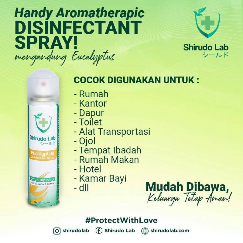 Disinfectant Spray Shirudo Lab 100 ml - Semprotan Eucalyptus Anti Virus Bakteri 100 ml