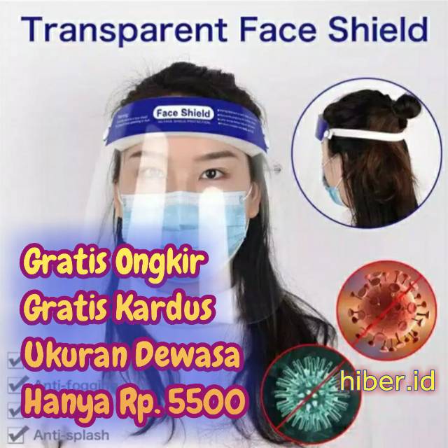 Pabrik Face Shield, Free Ongkir, Free Kardus, face shield murah