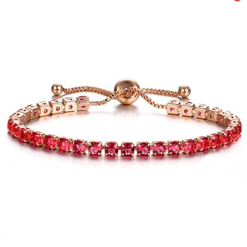 COD Gelang Serut Titanium Lapis emas permata Rantai Fashion Korea Gelang Wanita Aksesoris-Serut-Red