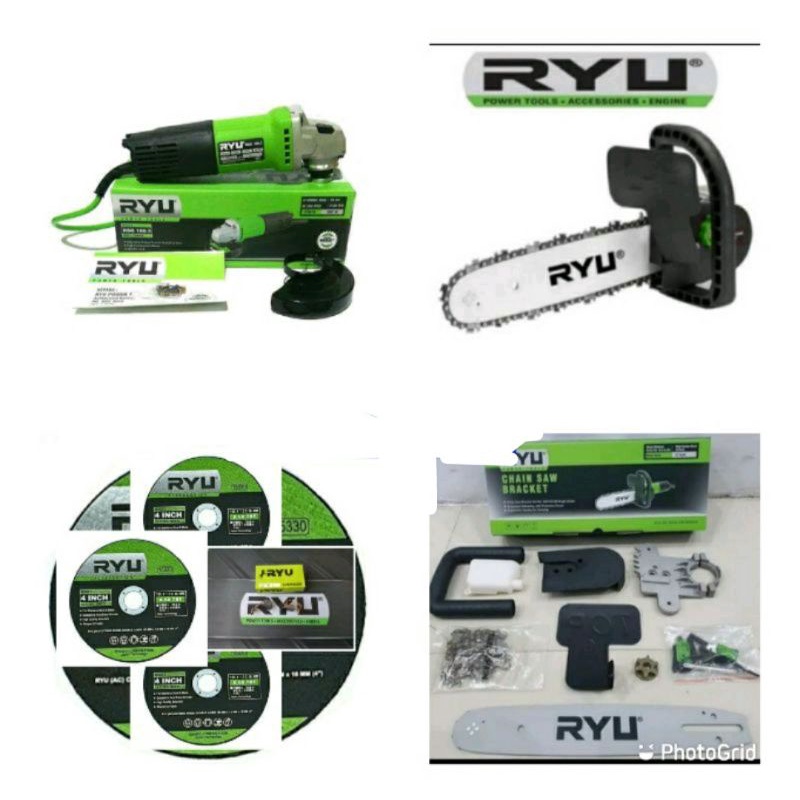 Paket Mesin Disc Gerinda Ryu + Chainsaw Bracket Ryu