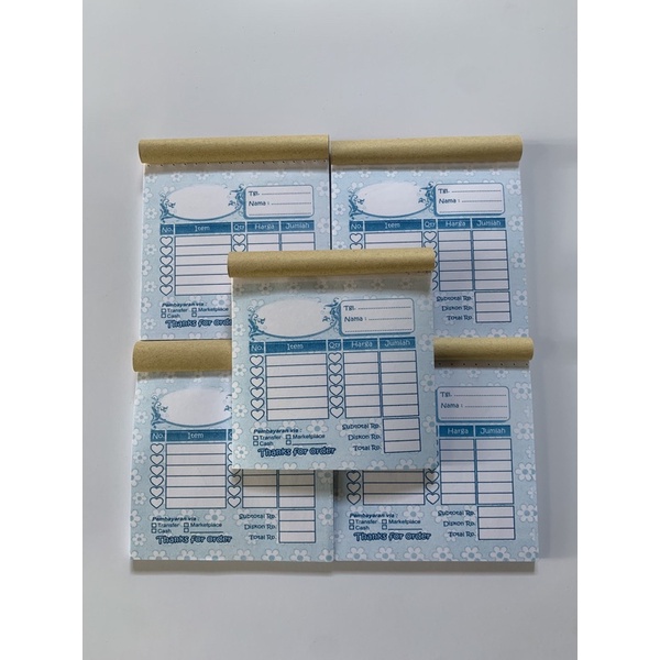

NOTA OLSHOP KECIL NON CUSTOM 1 PLY, UKURAN SEPERENAM MOTIF CYAN