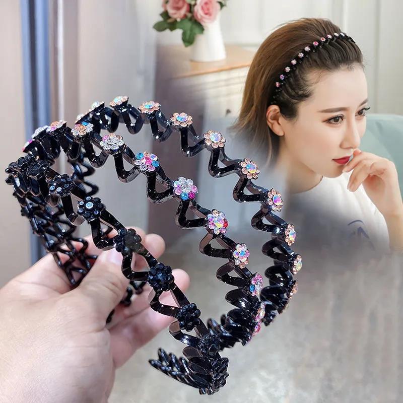 Bando Elastis Desain Bunga Hias Mutiara Berlian Imitasi Gaya Korea Untuk Wanita
