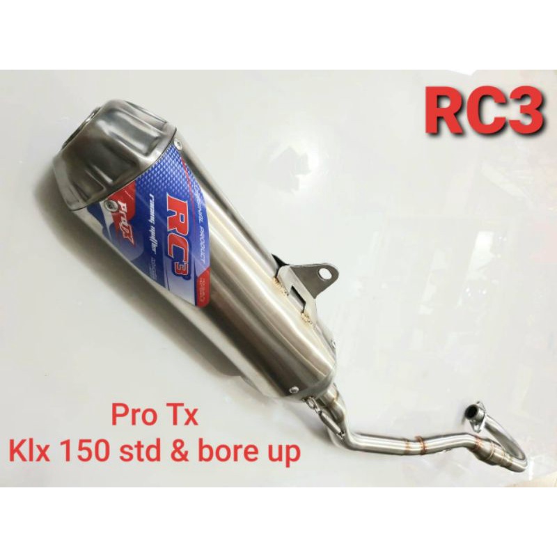 Knalpot RC3 Kawasaki KLX 150 KLX150 Tipe Pro TX Standar Racing Pipa 28 32 Stenlis Stainless 304