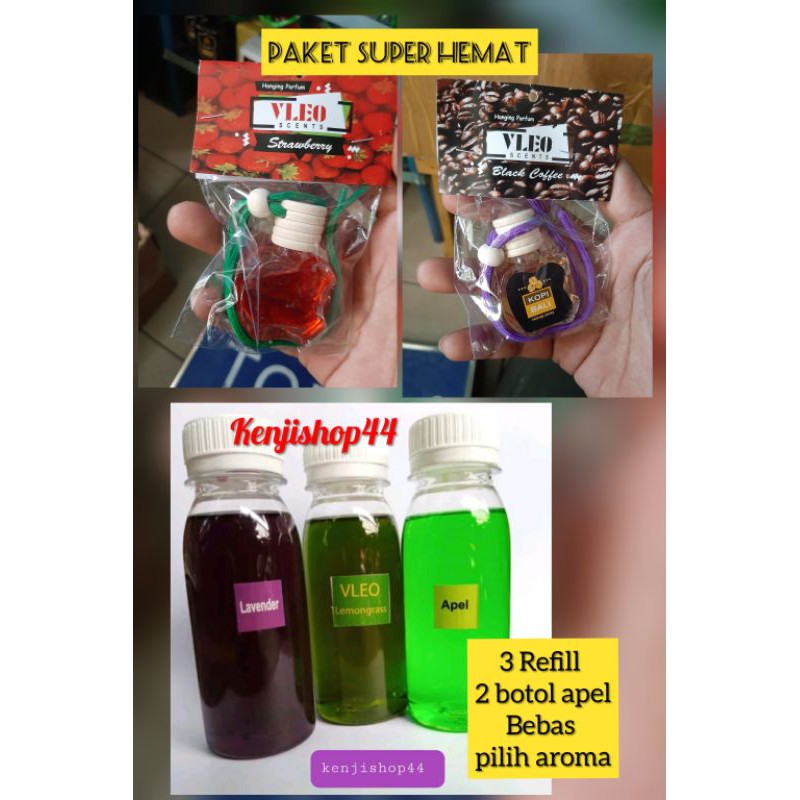 Paket hemat parfum mobil 2 parfum botol apel plus 3 Refill 100 ml